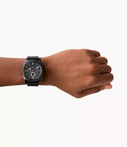 Fossil Machine chronograph watch worn on wrist