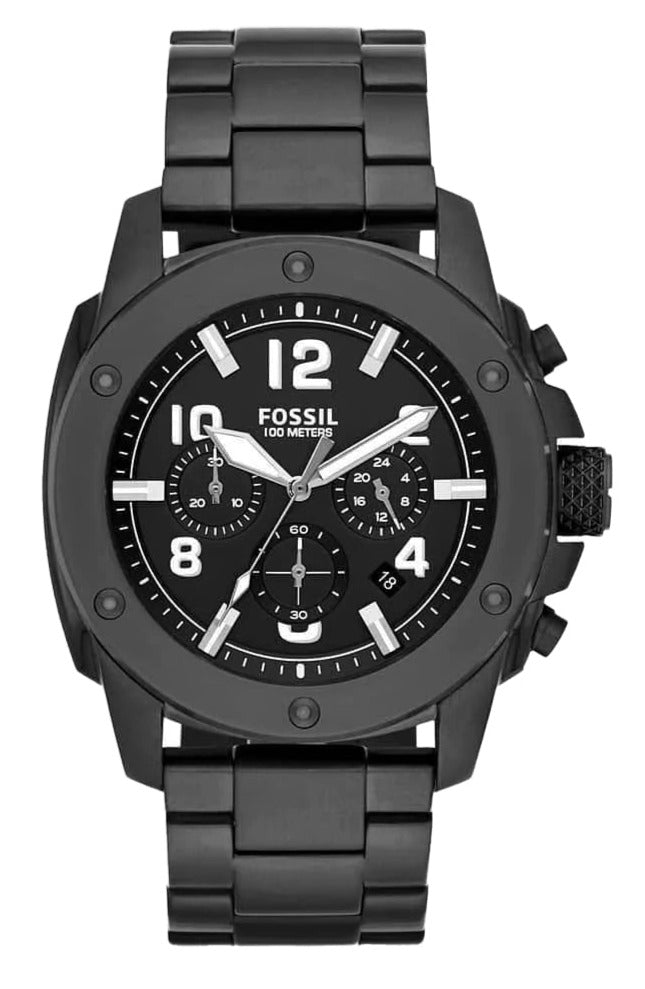 Fossil Machine Chronograph men's watch with black dial and black stainless steel bracelet