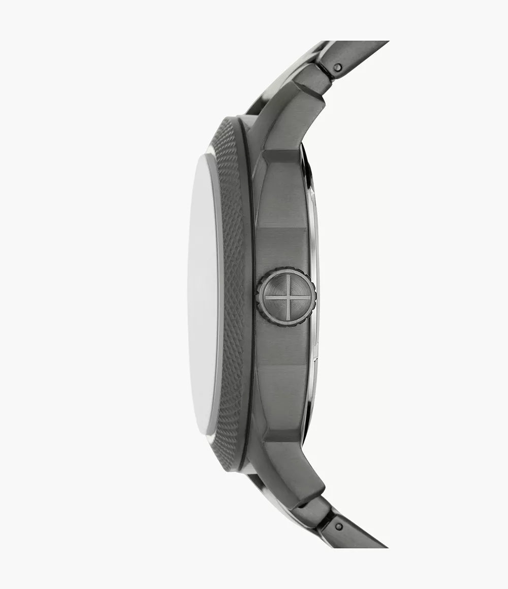 Fossil Machine FS5970 side profile showing case thickness and bracelet design
