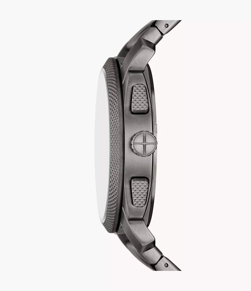 Fossil Machine chronograph watch side profile showing case depth and pushers