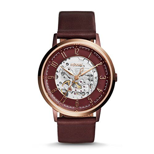 Fossil ME3137 Vintage Muse watch frontal view showing red dial and visible movement