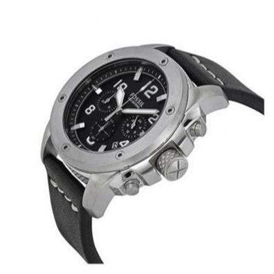 Fossil Modern Machine chronograph watch angled view showing case profile and subdials
