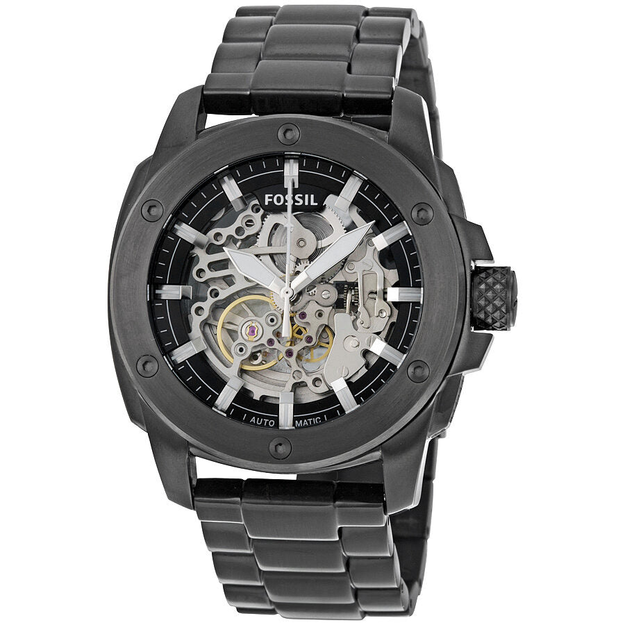 Fossil Modern Machine automatic skeleton dial men's watch with gunmetal case and bracelet