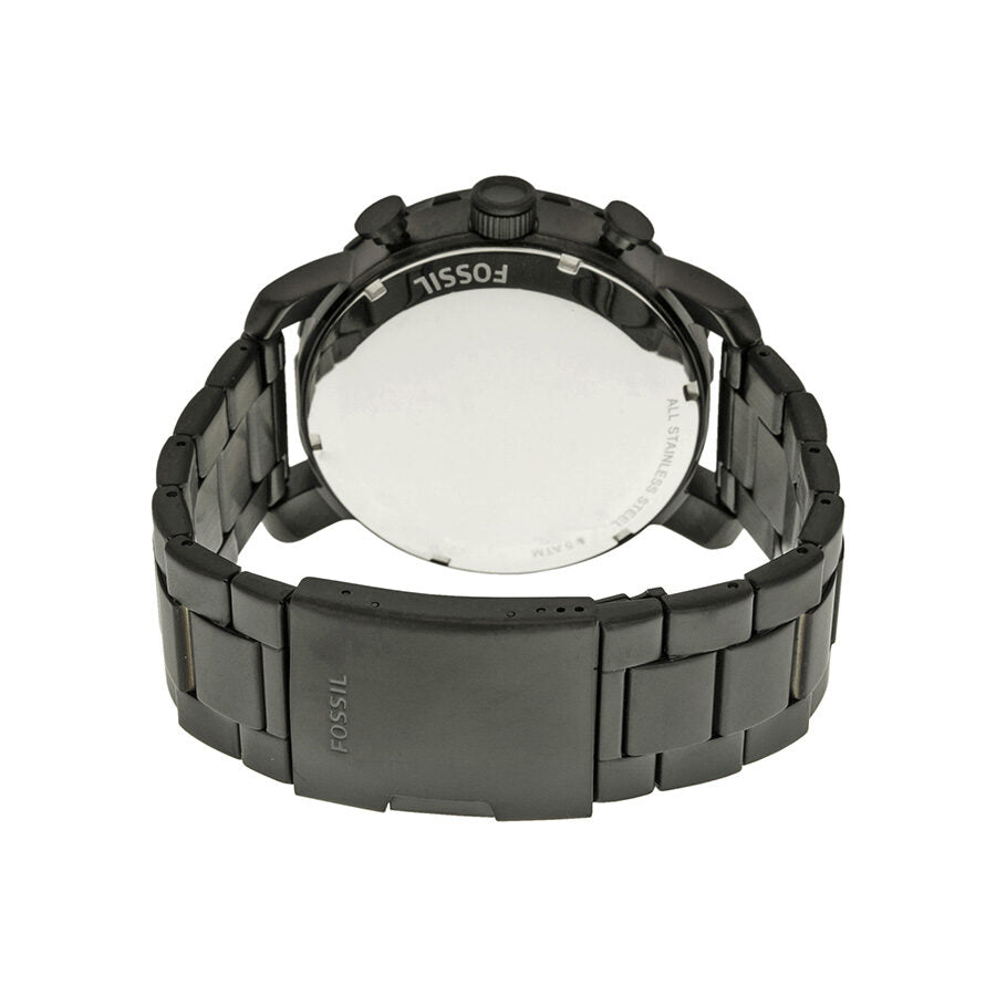 Fossil Nate watch caseback showing ion-plated steel bracelet and case back