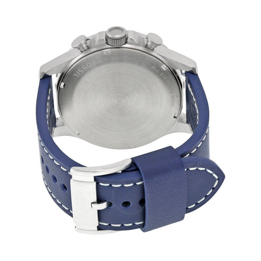 Fossil Nate watch caseback showing stainless steel with engraved details