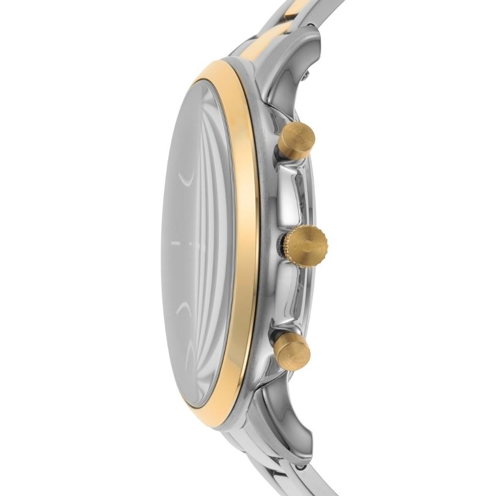 Fossil Neutra FS5706 side profile showing gold and silver two-tone case with chronograph pushers