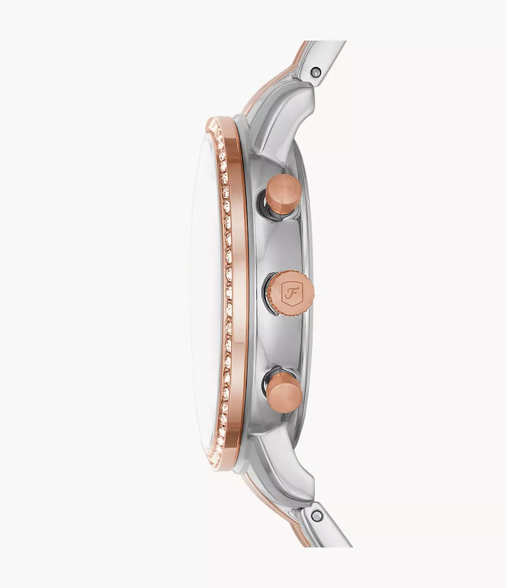 Side profile of Fossil Neutra watch showing chronograph pushers and case thickness