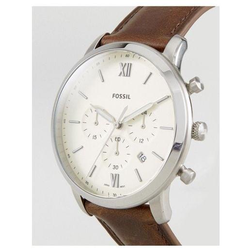 Fossil Neutra Chronograph FS5380 angled view showing cream dial and chronograph subdials