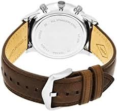 Fossil Neutra FS5380 caseback with engraving and brown leather strap detail