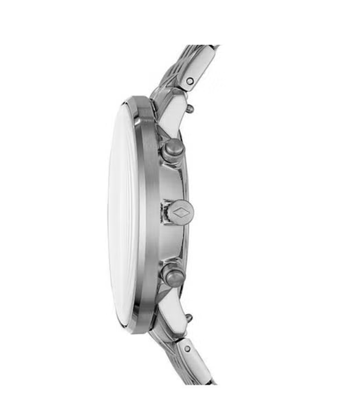Side profile view of Fossil Neutra chronograph stainless steel case and bracelet