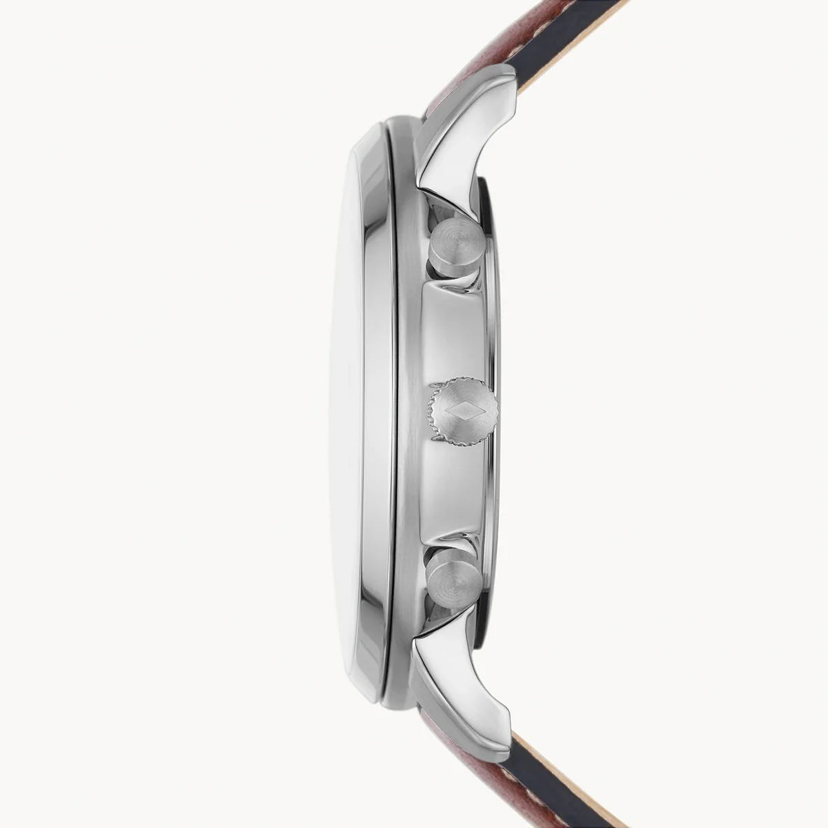 Side view of Fossil Neutra FS5902 watch showing stainless steel case and chronograph pushers