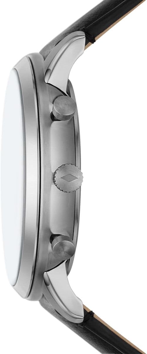 Fossil Neutra side view showing stainless steel case profile and chronograph pushers