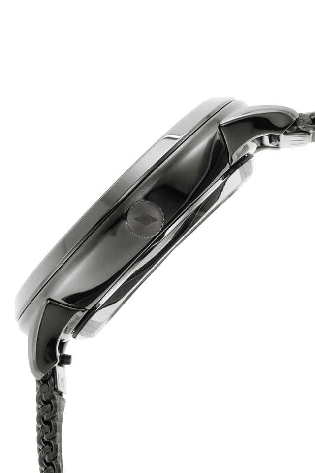 Side profile view of Fossil Neutra men's watch with mesh strap