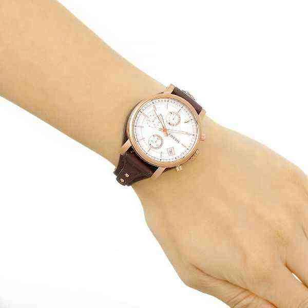 Fossil Original Boyfriend chronograph on wrist showing chronograph subdials and date window