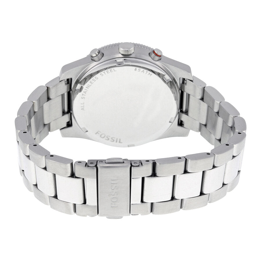 Fossil Perfect Boyfriend watch caseback showing stainless steel bracelet and clasp