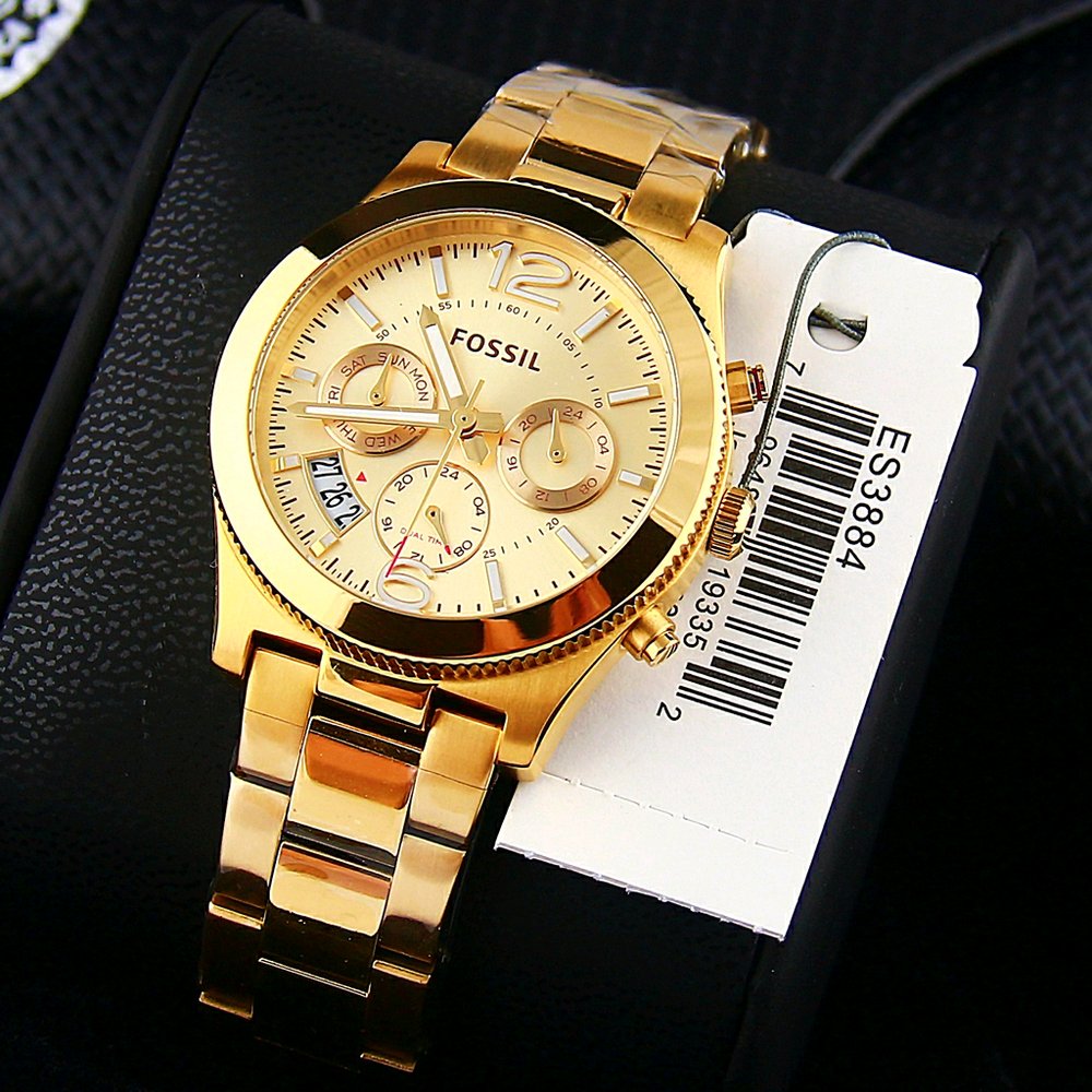 Fossil Perfect Boyfriend ES3884 watch with product tag and packaging detail