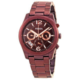 Fossil Perfect Boyfriend GMT Multi-Function Wine Dial Ladies Watch ES4110 - The Watches Men & CO