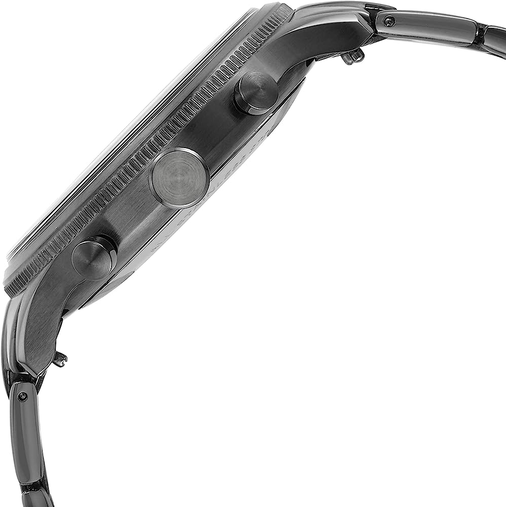 Side view of Fossil Pilot Chronograph showing case profile, crown, and chronograph pushers