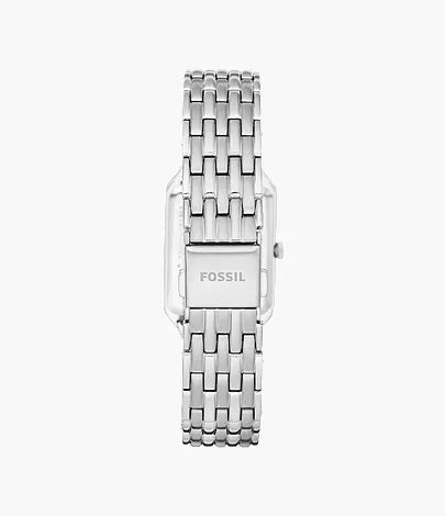 Fossil Raquel stainless steel watch caseback with Fossil logo