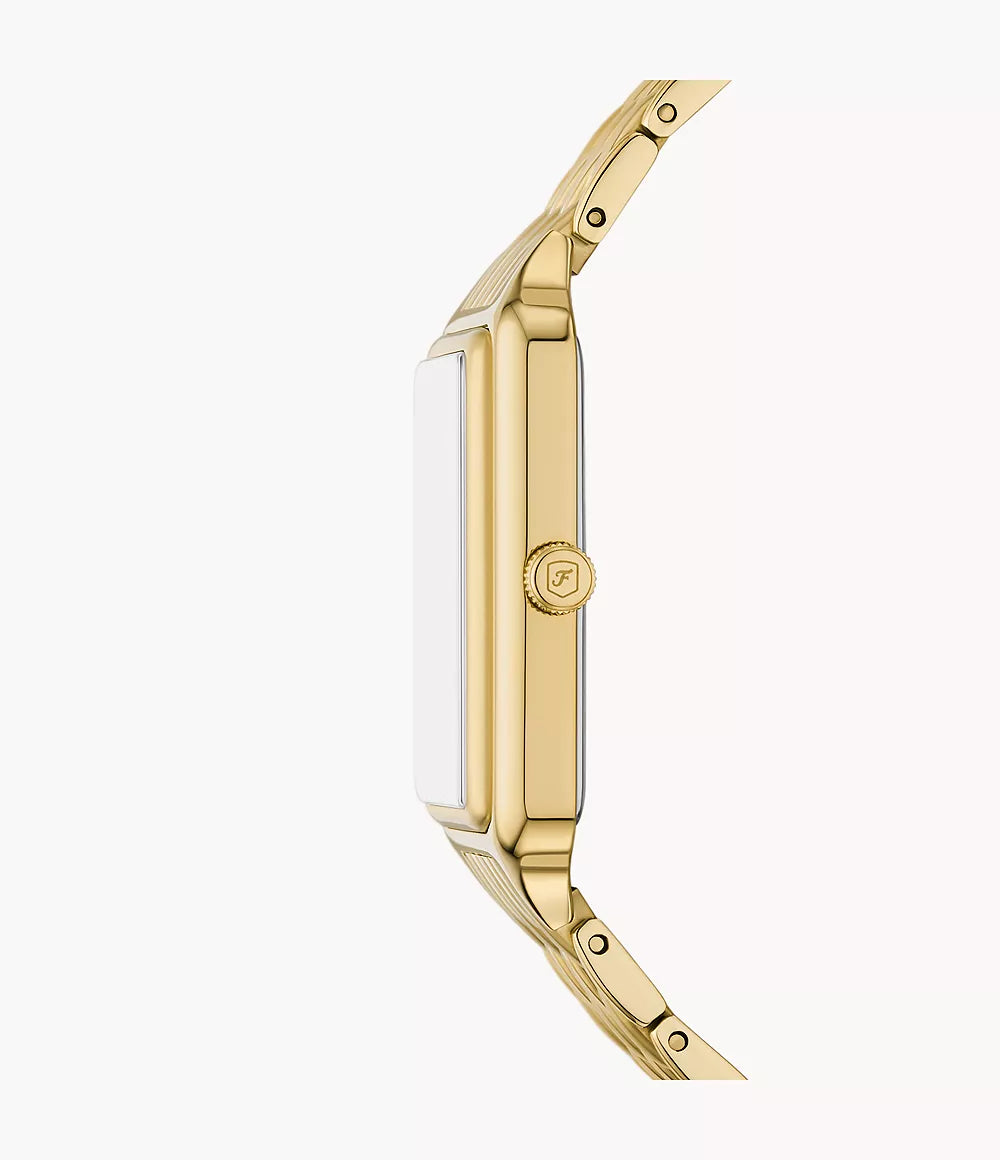 Fossil Raquel ES5398 side view showing rectangular case profile and depth