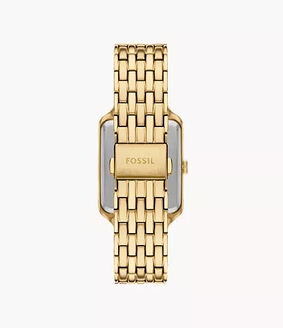 Fossil Raquel ES5398 gold-tone stainless steel bracelet with FOSSIL branding