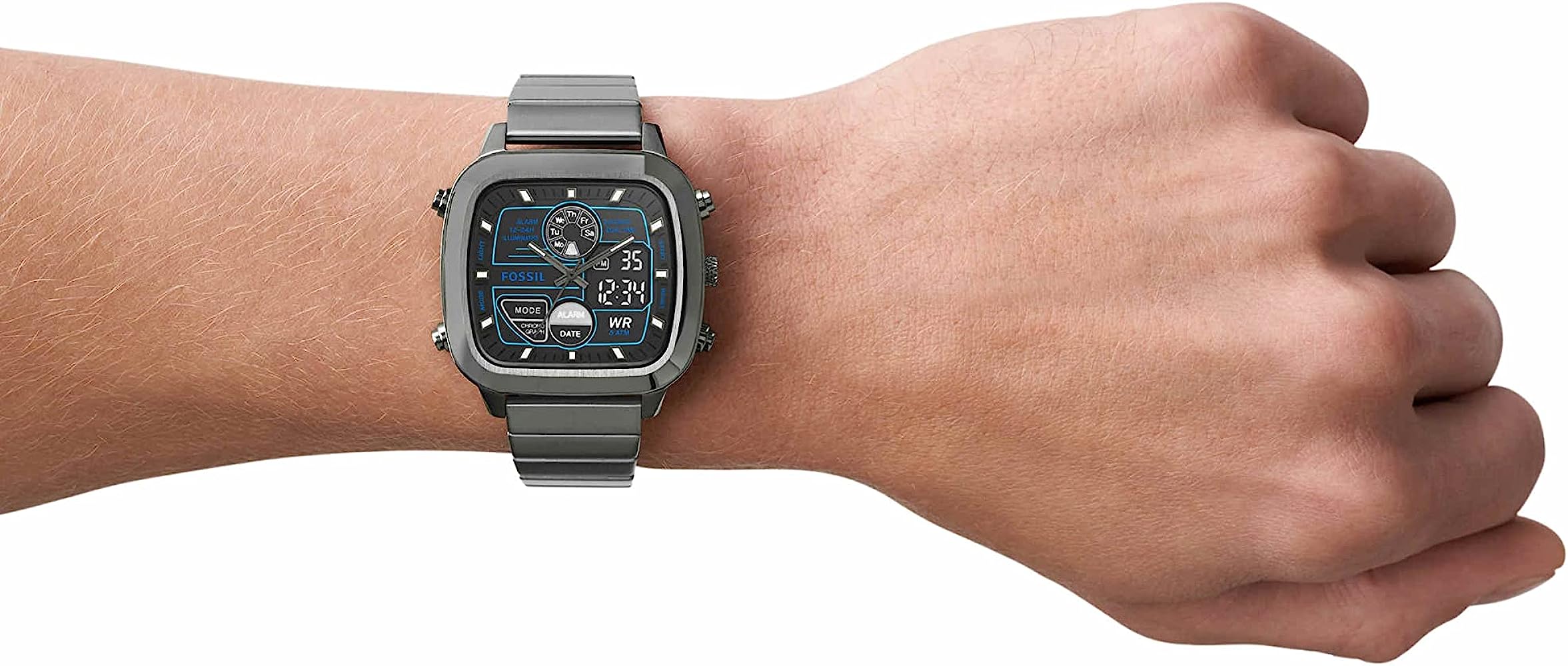 Fossil Retro FS5892 worn on wrist showing analog-digital display