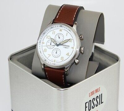 Fossil Retro Pilot chronograph watch displayed in branded retail box