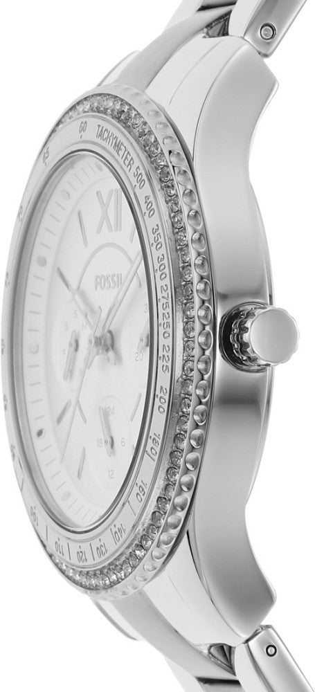 Side profile of Fossil Stella Sport watch showing case thickness and crown detail