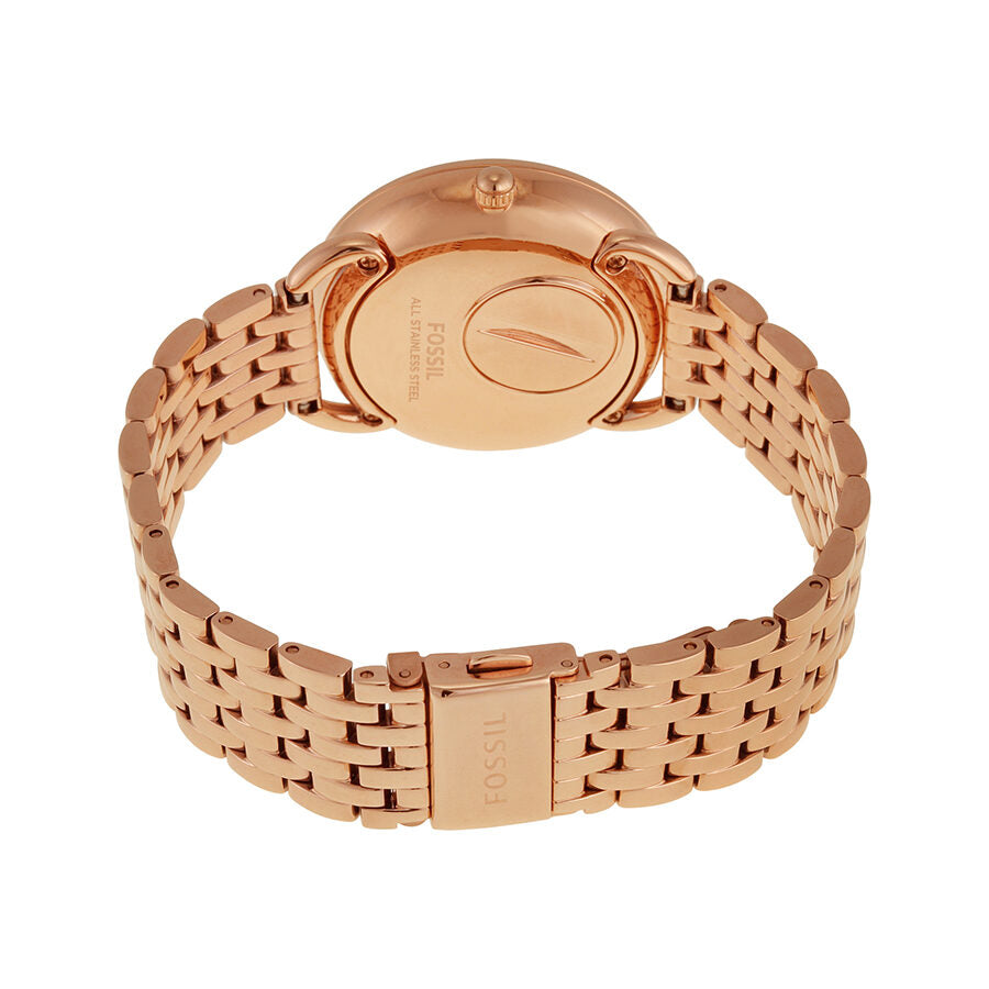 Fossil Tailor rose gold stainless steel case back with bracelet and fold-over clasp