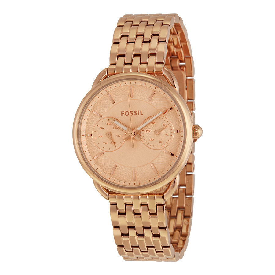 Fossil Tailor rose gold multifunction watch with rose dial and rose gold bracelet