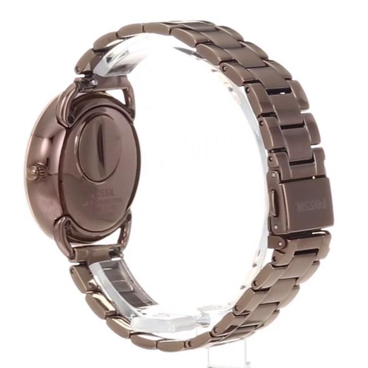 Fossil Tailor ES4258 bracelet band detail showing brown steel links and clasp