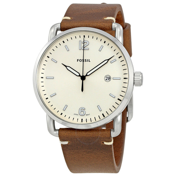 Fossil Commuter Cream Dial Brown Leather Men's Watch FS5275