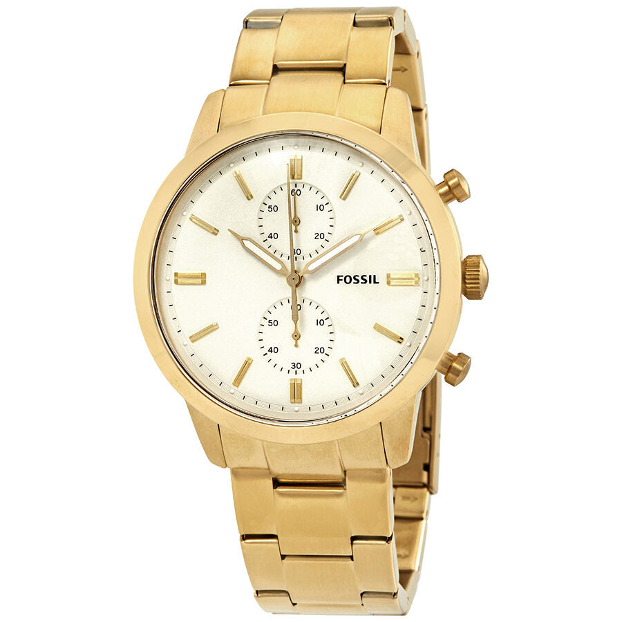 Fossil Townsman chronograph men's watch with cream dial and gold-tone case
