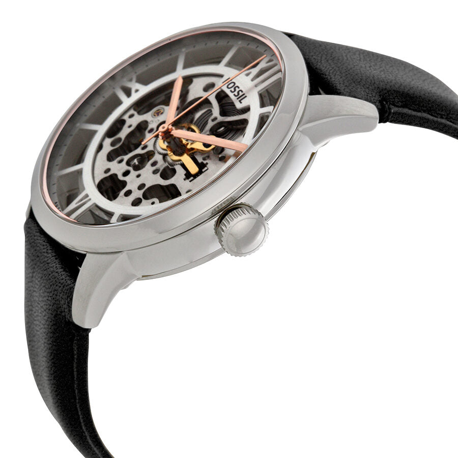 Fossil Townsman automatic watch angled side view showing dial and strap