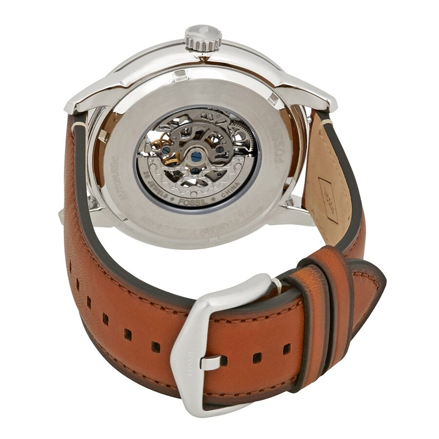 Fossil Townsman ME3154 caseback showing visible automatic movement and rotor