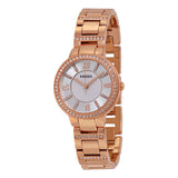 Fossil Virginia Silver Dial Rose Gold-tone Ladies Watch ES3284 - The Watches Men & Co