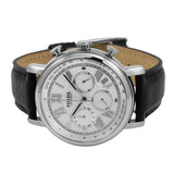 Fossil Buchanan Chronograph Silver Dial Black Leather Men's Watch FS5102