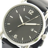 Fossil Commuter Three-Hand Date Black Leather Men's Watch FS5406