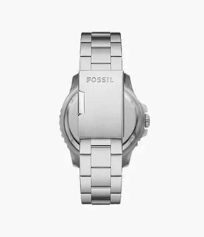 Fossil FS5991 watch caseback showing stainless steel with Fossil branding