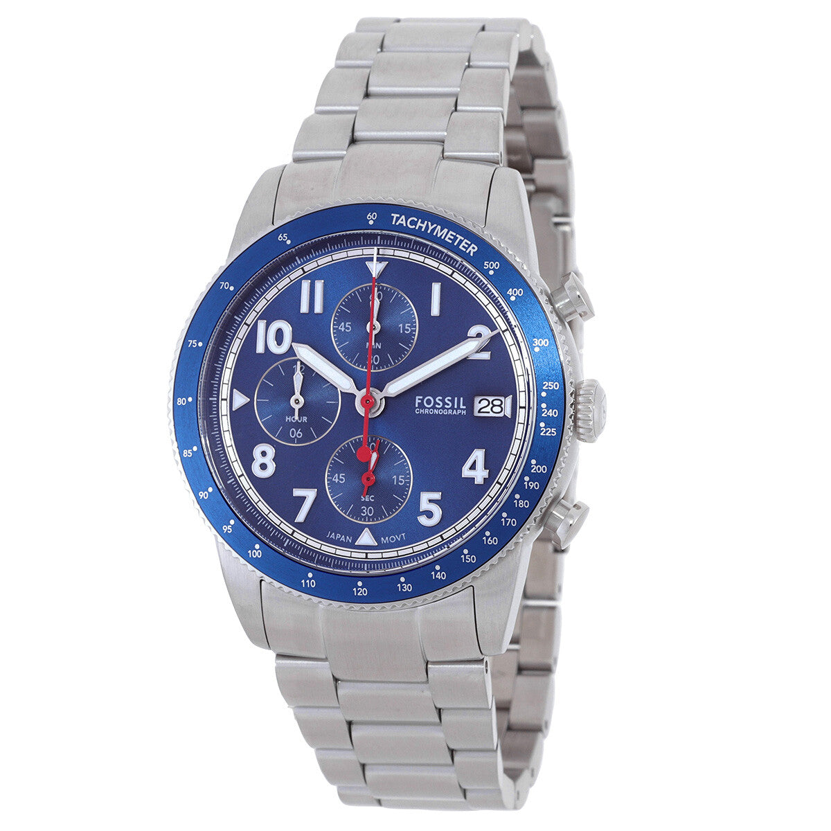 Fossil Sport Tourer Chronograph watch with tachymeter bezel, subdials, and date window