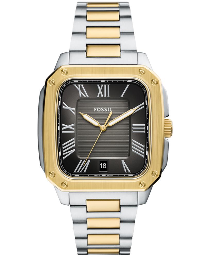 Fossil Crosby two-tone stainless steel watch with black dial and Roman numerals