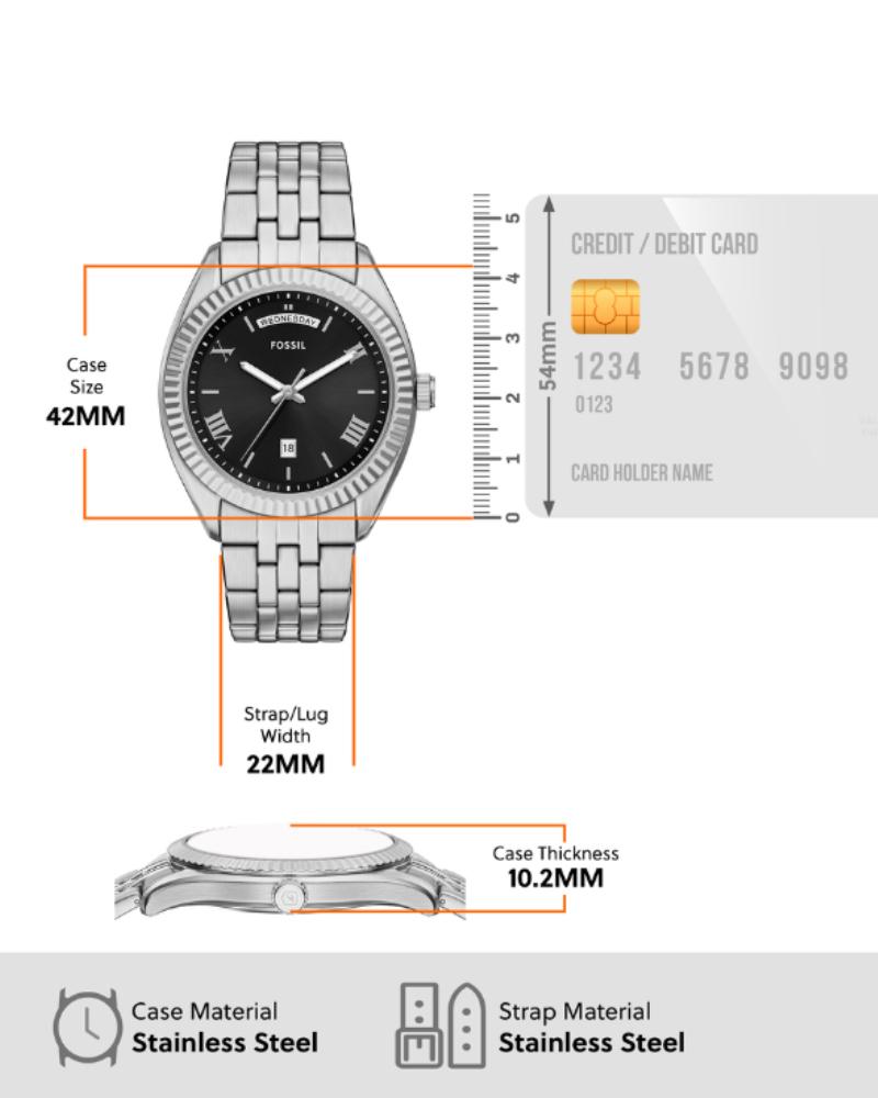 Fossil Campbell Three-Hand Day-Date Stainless Steel Watch FS6139 FS6139 - Image 4