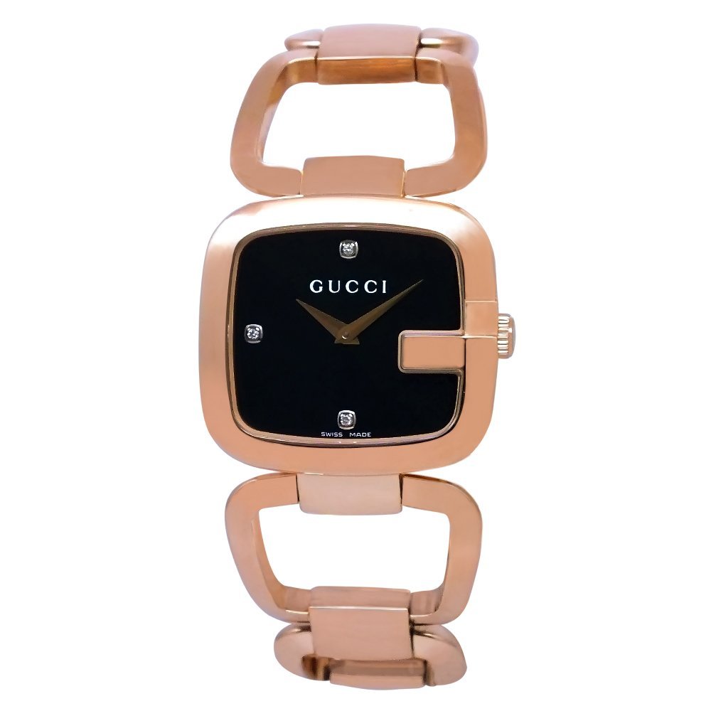 G-Gucci YA125409 watch side view showing rose gold-tone steel case profile