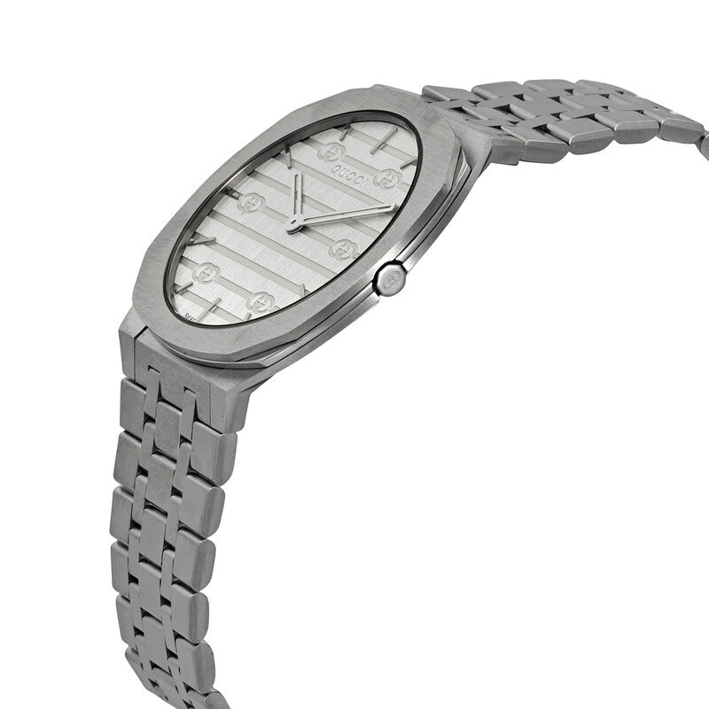 Gucci 25H watch side view showing profile of case and bracelet