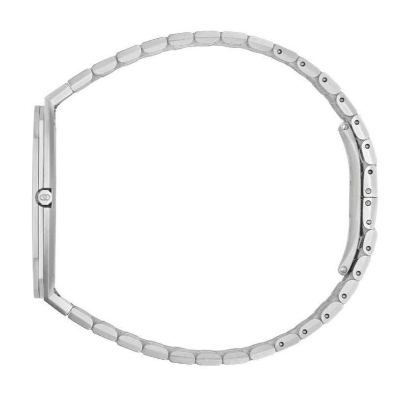 Gucci 25H silver steel bracelet strap with link detail