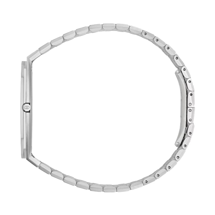 Gucci 25H watch stainless steel bracelet and clasp detail