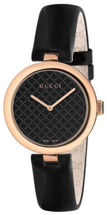Gucci Diamantissima YA141401 watch with rose gold case and black dial