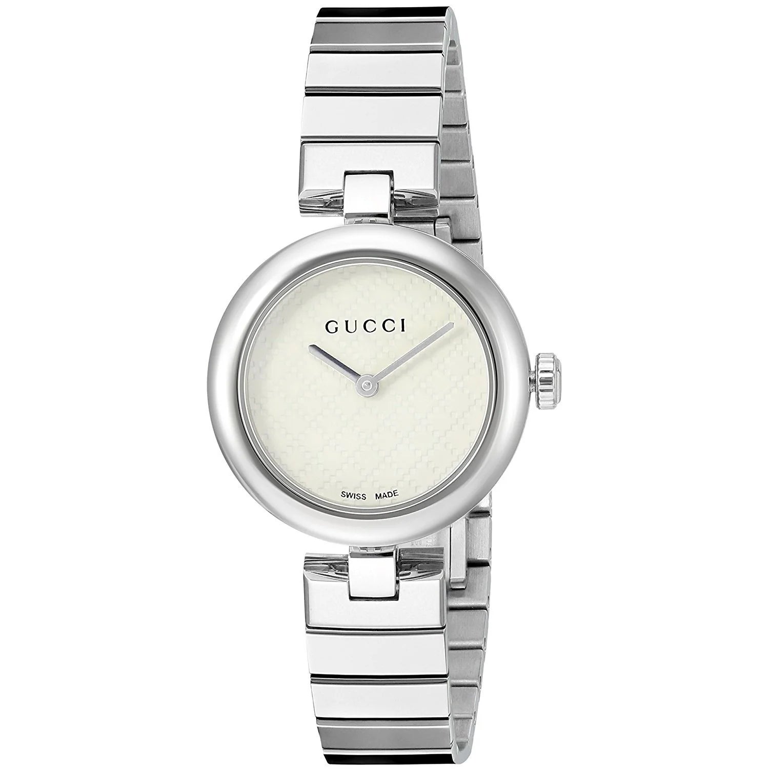 Gucci Diamantissima stainless steel women's watch with cream dial and link bracelet