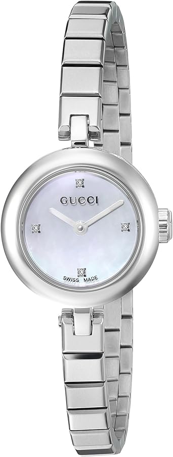 Gucci Diamantissima white quartz women's watch with diamond markers and silver bracelet