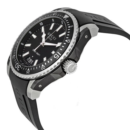 Side view of Gucci Dive 45mm watch showing case profile and crown